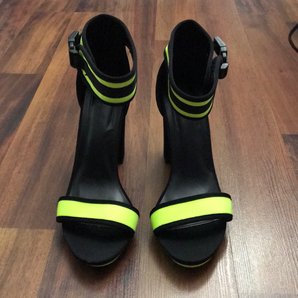 Neon green and black heels